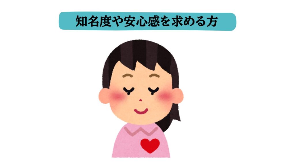 知名度や安心感を求める方