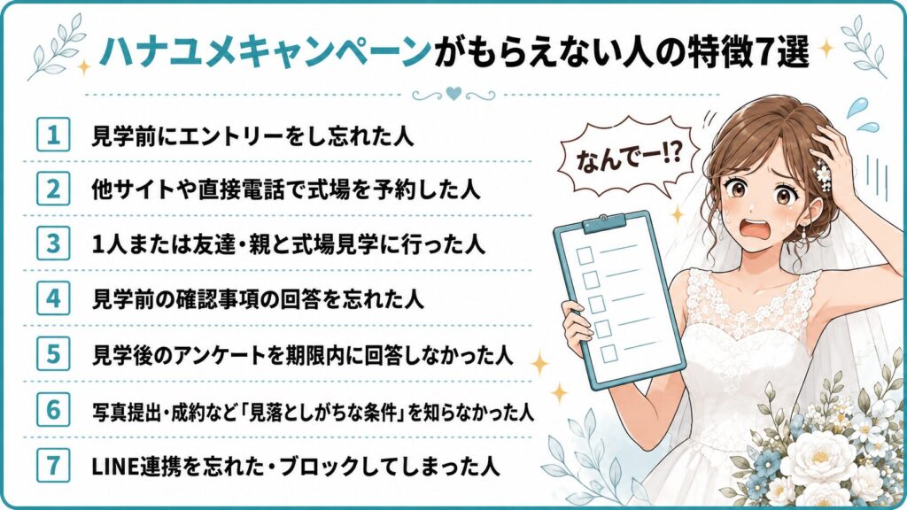 ハナユメキャンペーン特典が貰えない人の特徴7選