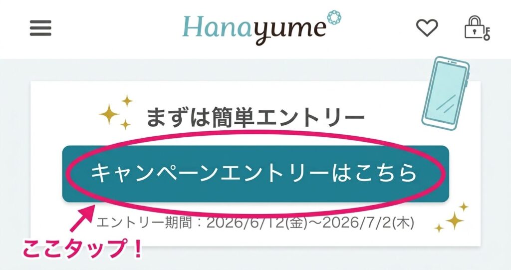 ハナユメ公式サイトのキャンペーンエントリーボタン画面