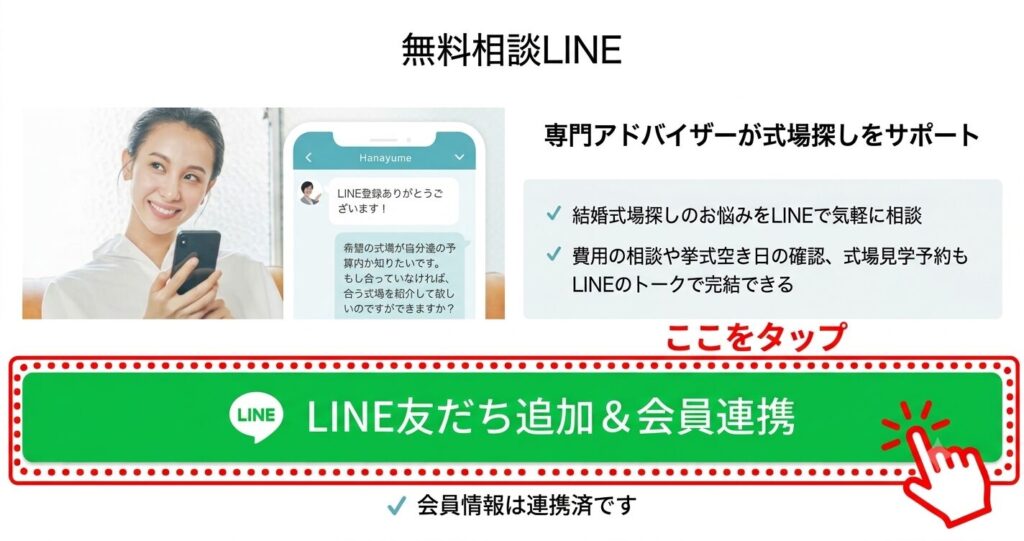 ハナユメ公式LINEとの連携画面