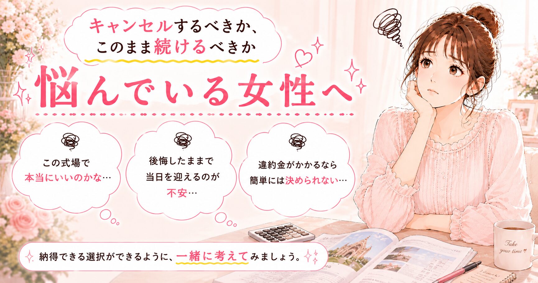 結婚式場をキャンセルすべきか判断するイメージ
