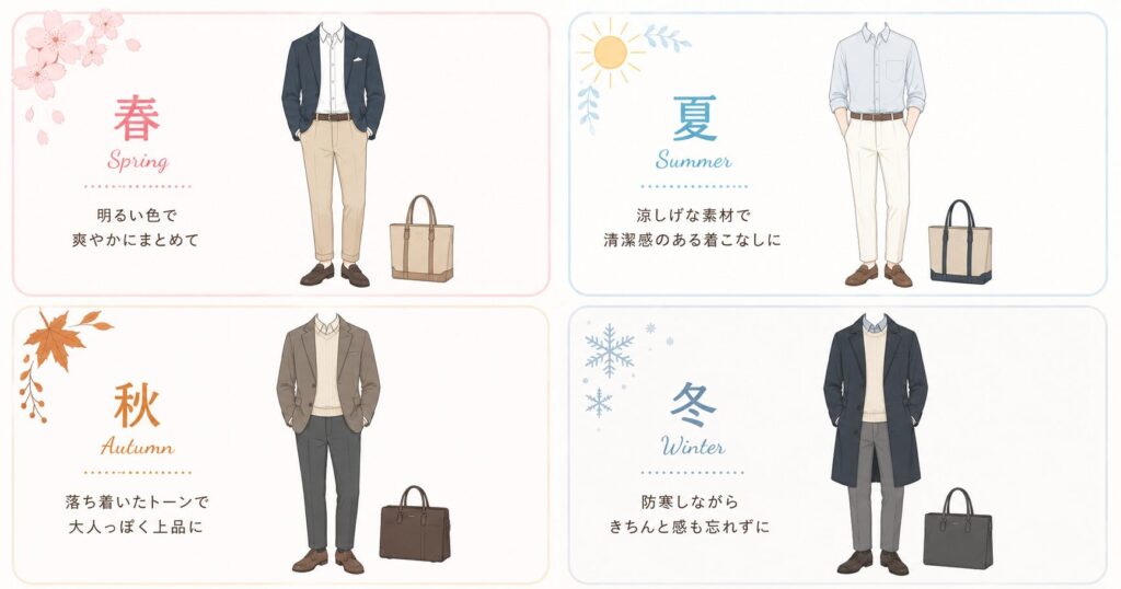 ブライダルフェアの服装｜季節別・男性のおすすめコーデ