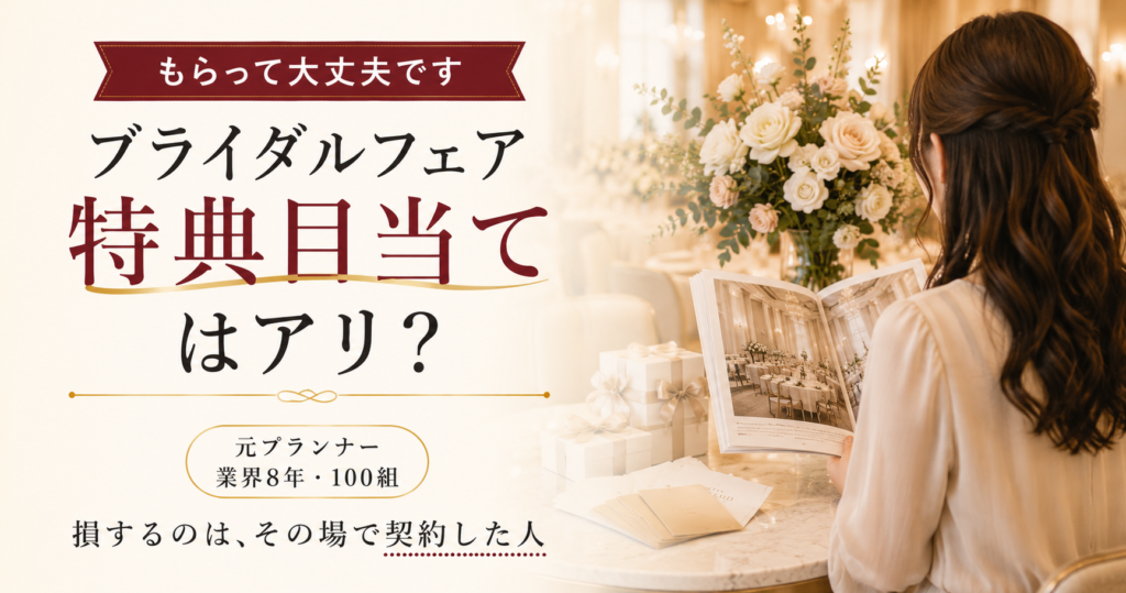 ブライダルフェアの特典目当てはアリかを元プランナーが解説する記事のアイキャッチ